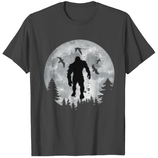 Bigfoot Night Stroll Cool Full Moon Night T Shirts