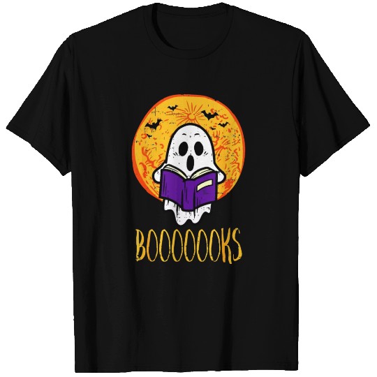 Cute Ghost Book Reading Teacher School Funny Hallo T Shirts