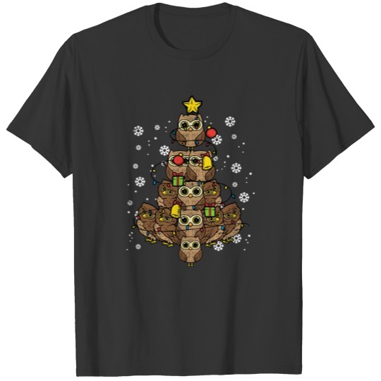 Owls Christmas Tree Cute Xmas Pajamas PJs Bird Ani T Shirts