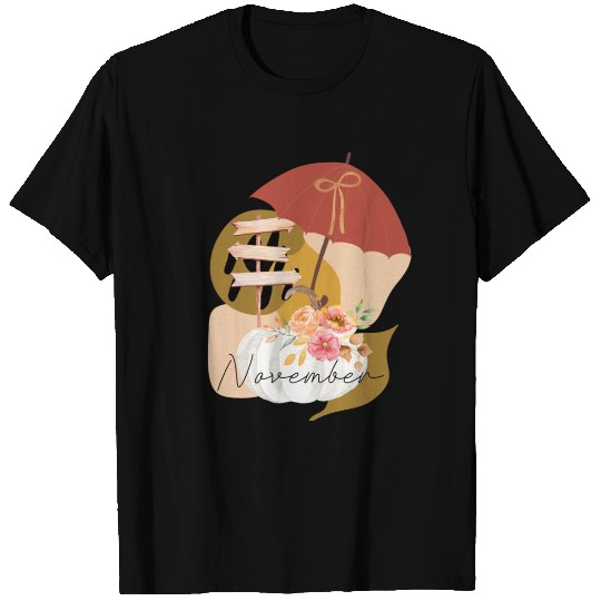 Fall November white pumpkin abstract T Shirts