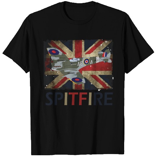 Spitfire WW2 Fighter Aircraft Airplane Union Jack T Shirts