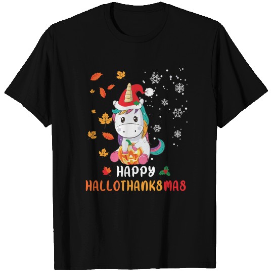 Unicorn Lover Halloween Happy Hallothanksmas T Shirts