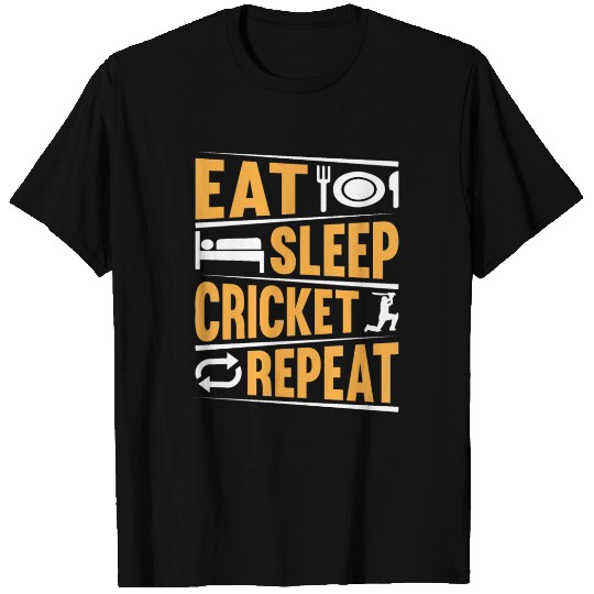 Eat Sleep Cricket Repeat - Playing Cricket Player T Shirts