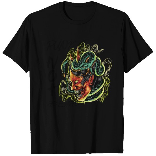 Punks not dead skull with snake colorful creative T Shirts