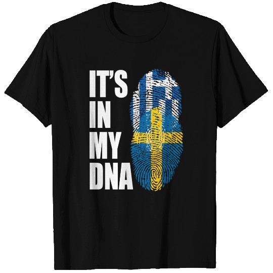 Greek And Swedish Mix Heritage DNA Flag T Shirts
