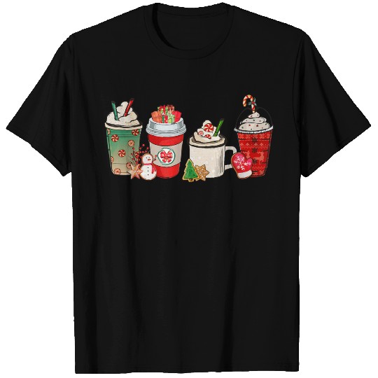 Merry Christmas Coffee Snowman Latte Peppermint T Shirts