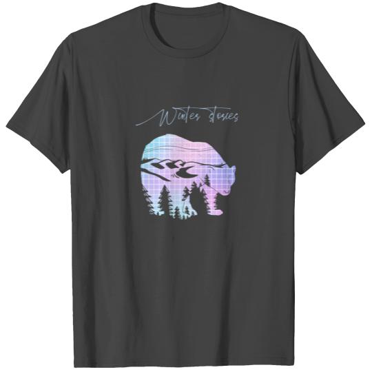 Winter stories Bear Trees Pastel Rainbow T Shirts