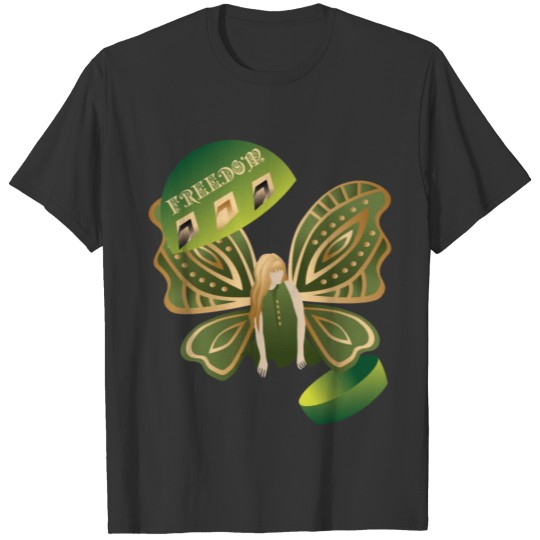 Abstract Woman Butterfly Freedom Green T Shirts