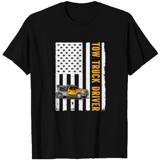 US Flag Tow Truck Driver T Shirts