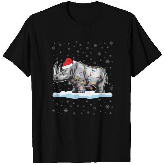 Christmas Pajama Rhinoceros Santa Raglan Baseball T Shirts