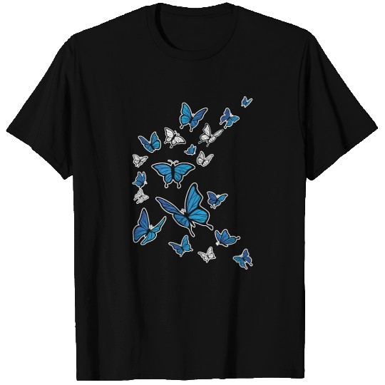 Blue Butterflies Garden Womens Butterfly T Shirts