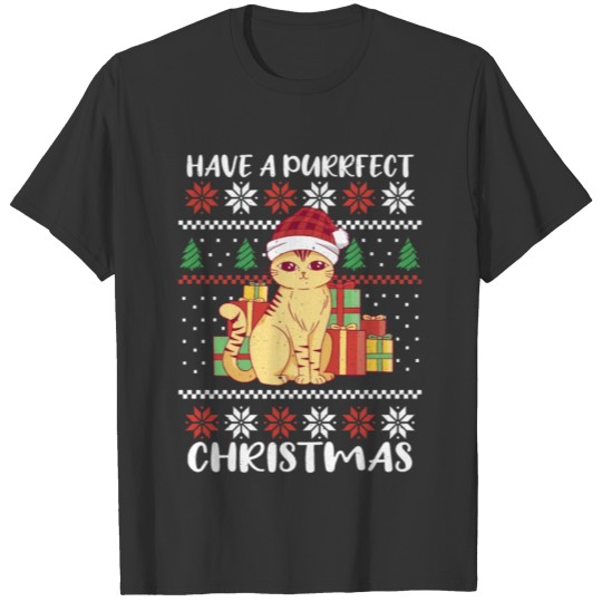 Santa Purr Cat December Holiday Ugly Christmas T Shirts