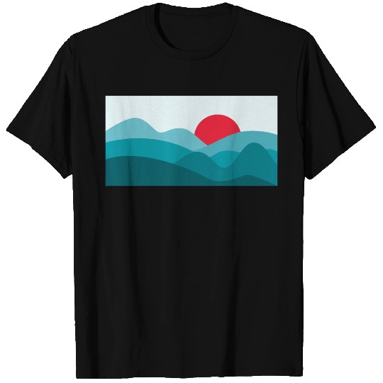 Minimalist Sun Teal Blue T Shirts