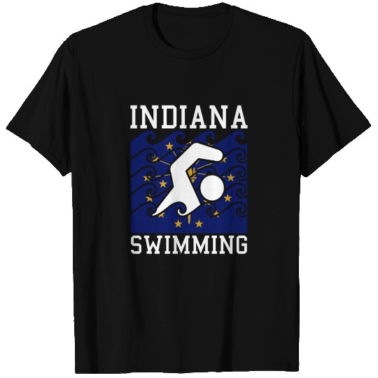 Indiana Flag Swimming Team Swim Swimmer US State T Shirts