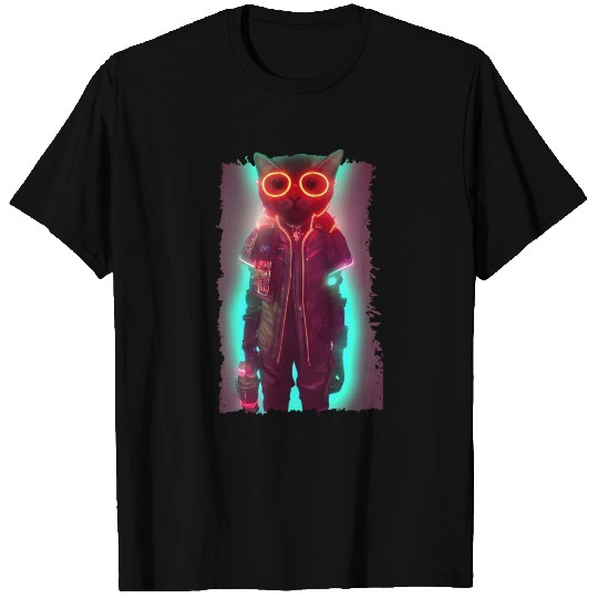 Futuristic Cyberpunk Cat T Shirts