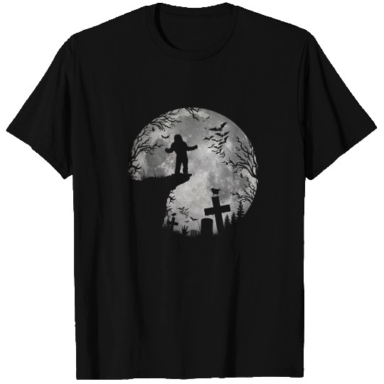 Bigfoot Halloween Black Cats Witchs Full Moon T Shirts