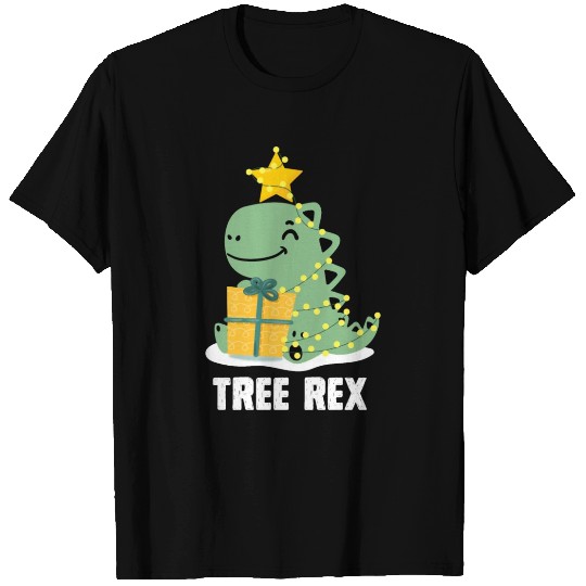 Christmas Dinosaur Tree T Rex Pajamas Kids T Shirts
