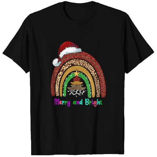 Merry & Bright Leopard Print Christmas Tree T Shirts