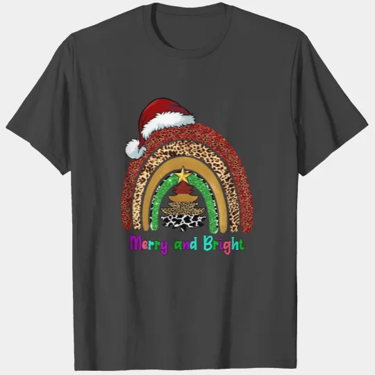 Merry & Bright Leopard Print Christmas Tree T Shirts