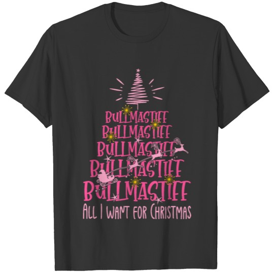 Bullmastiff Christmas Dog breed Christmas Tree T Shirts