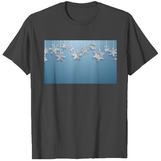 Elegant Hanging Snowflakes Light Blue T Shirts