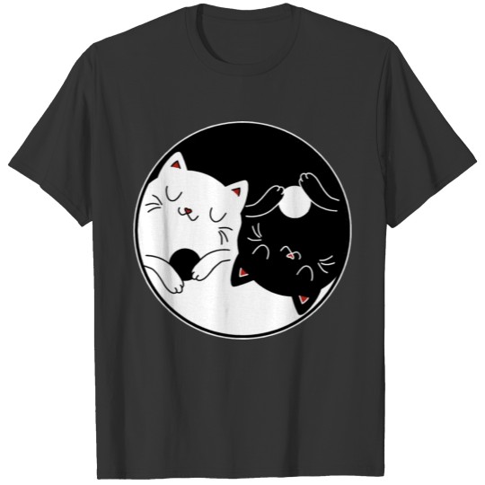 Yin & Yang Cats Zen Yoga Cat White Black gift T Shirts