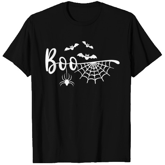 Happy Halloween Boo spider and bat T Shirts