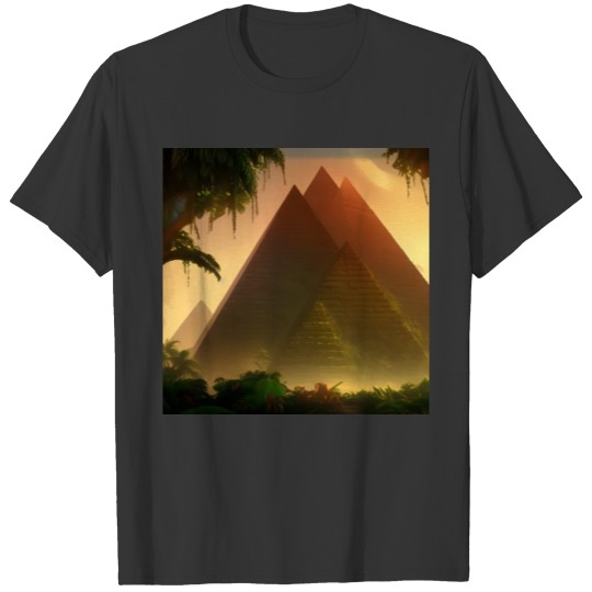 Pyramids In The Jungle Fantasy Abstract T Shirts