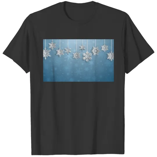 Elegant Hanging Snowflakes Blue T Shirts