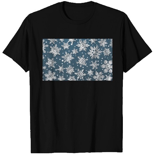 Modern Snowflakes Pattern Blue T Shirts