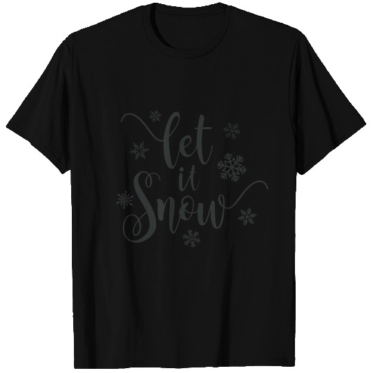 Simple Let it Snow Christmas Calligraphy T Shirts