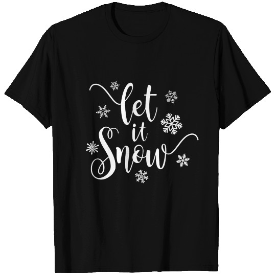 Simple Let it Snow Christmas Calligraphy T Shirts