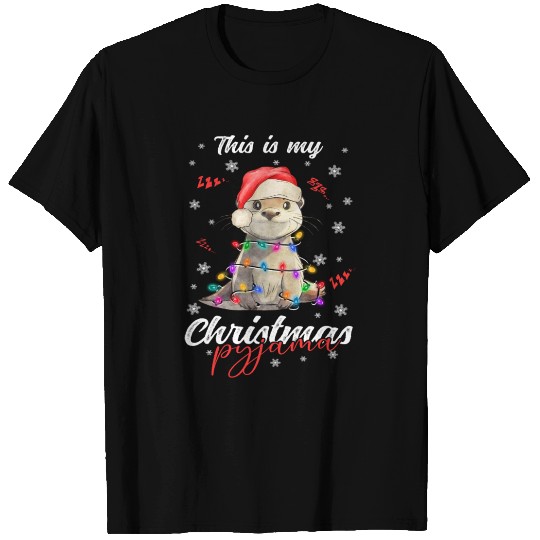 Winter Christmas Pyjama Otter T Shirts