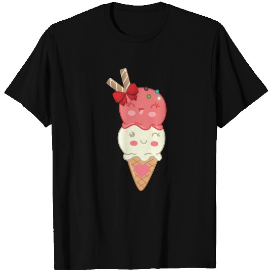 Kawaii Strawberry Vanilla Ice Cream T Shirts
