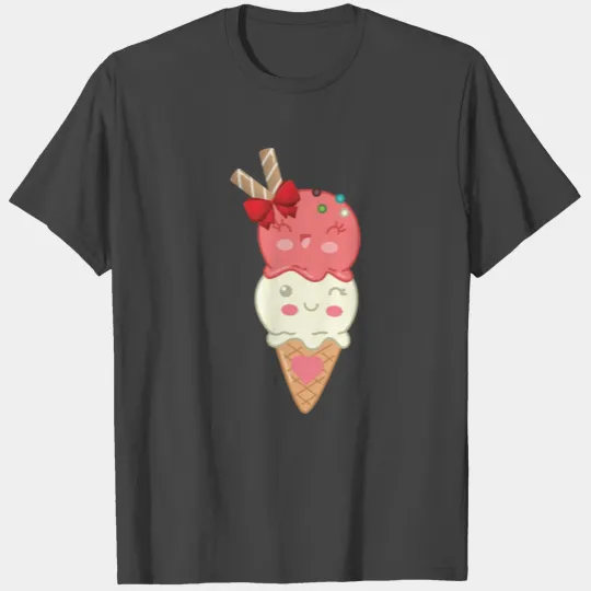 Kawaii Strawberry Vanilla Ice Cream T Shirts