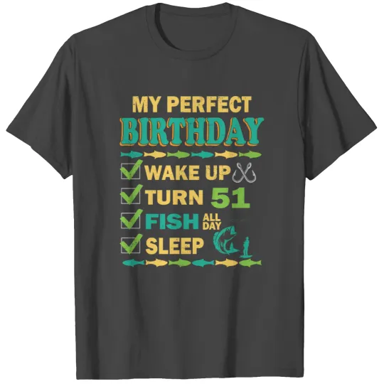51th birthday gift for fishing lovers men women T Shirts