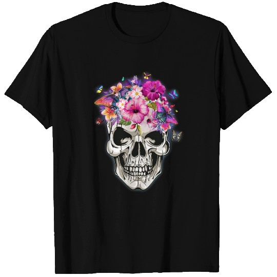 Floral Skull Halloween T Shirts