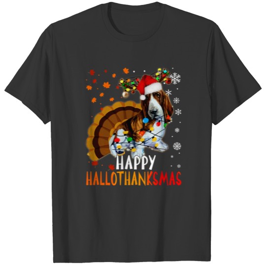 Basset Hound Dog Happy Hallothanksmas T Shirts