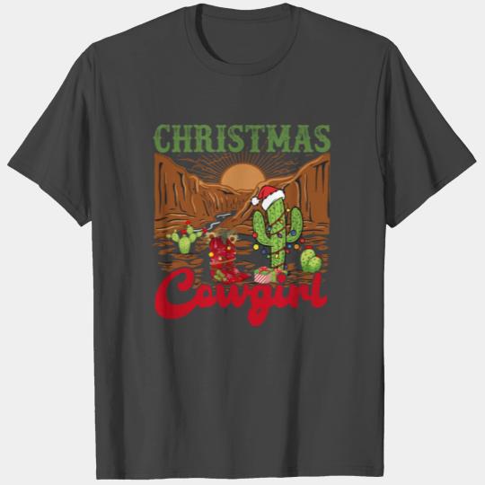 Cowboy Christmas Xmas Cactus Western Noel Cowboy T Shirts