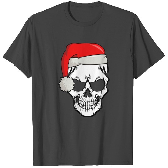 Christmas Skeleton Skull with Christmas Cap T Shirts