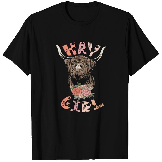 Hay Girl Highland Cow Grass Puppy Cow Whisperer T Shirts