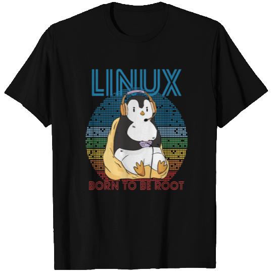 Gamer Root Retro Penguin Linux Nerd Programmer Gee T Shirts