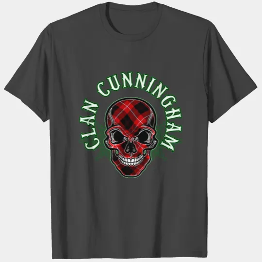 Scottish Clan Cunningham Tartan Celtic Skull T Shirts
