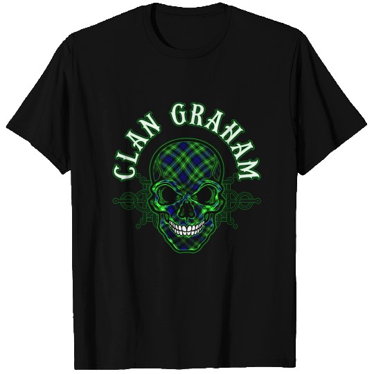 Scottish Clan Graham Tartan Celtic Skull T Shirts