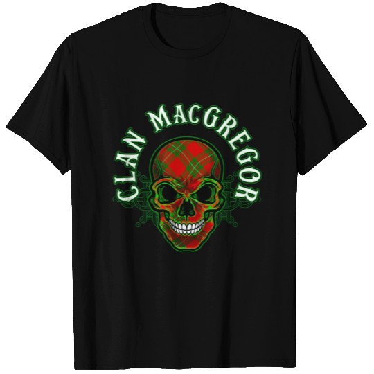 Scottish Clan MacGregor Tartan Celtic Skull T Shirts