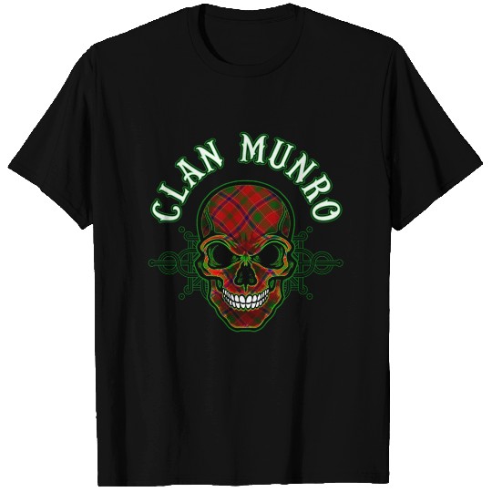 Scottish Clan Munro Tartan Celtic Skull T Shirts