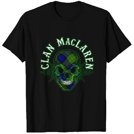 Scottish Clan MacLaren Tartan Celtic Skull T Shirts