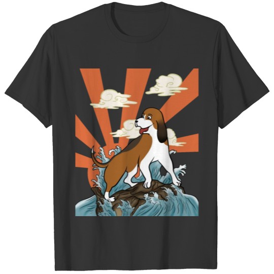 Basset Hound Japanese Retro T Shirts