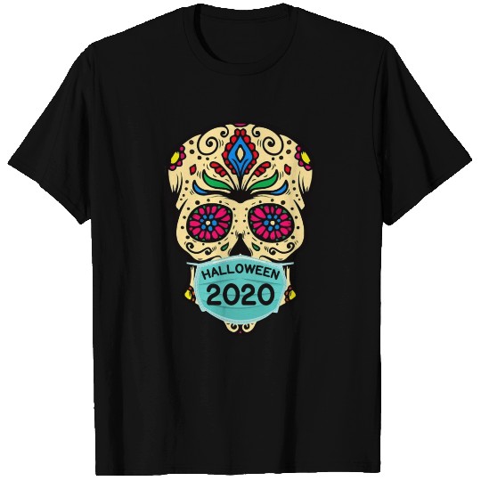 Sugar Skull Wearing Face Mask | Day of the Dead T Shirts