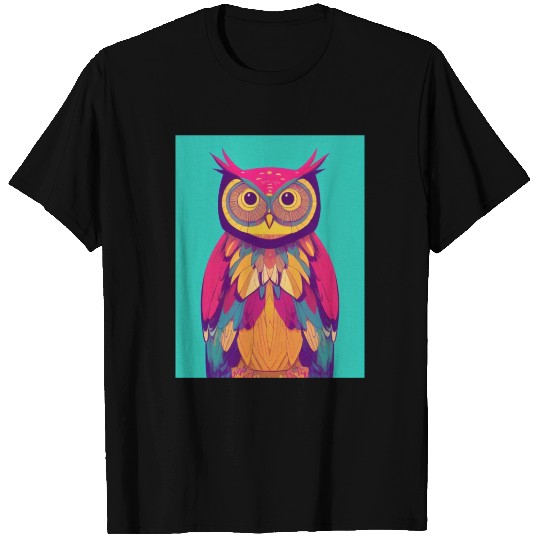 Colorful Boho Owl Portrait Vibrant Illustration T Shirts